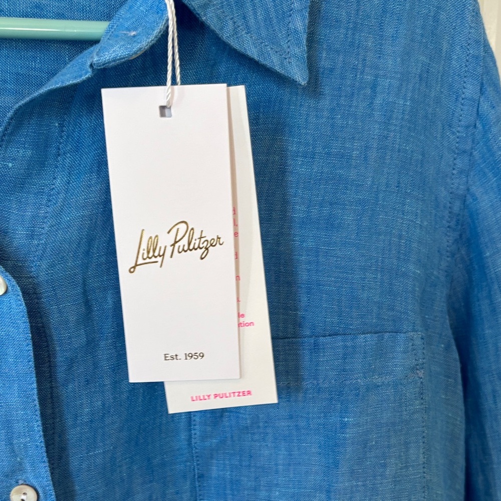 Lilly Pulitzer Light Blue Button-Down Shirt - Picture 5 of 6